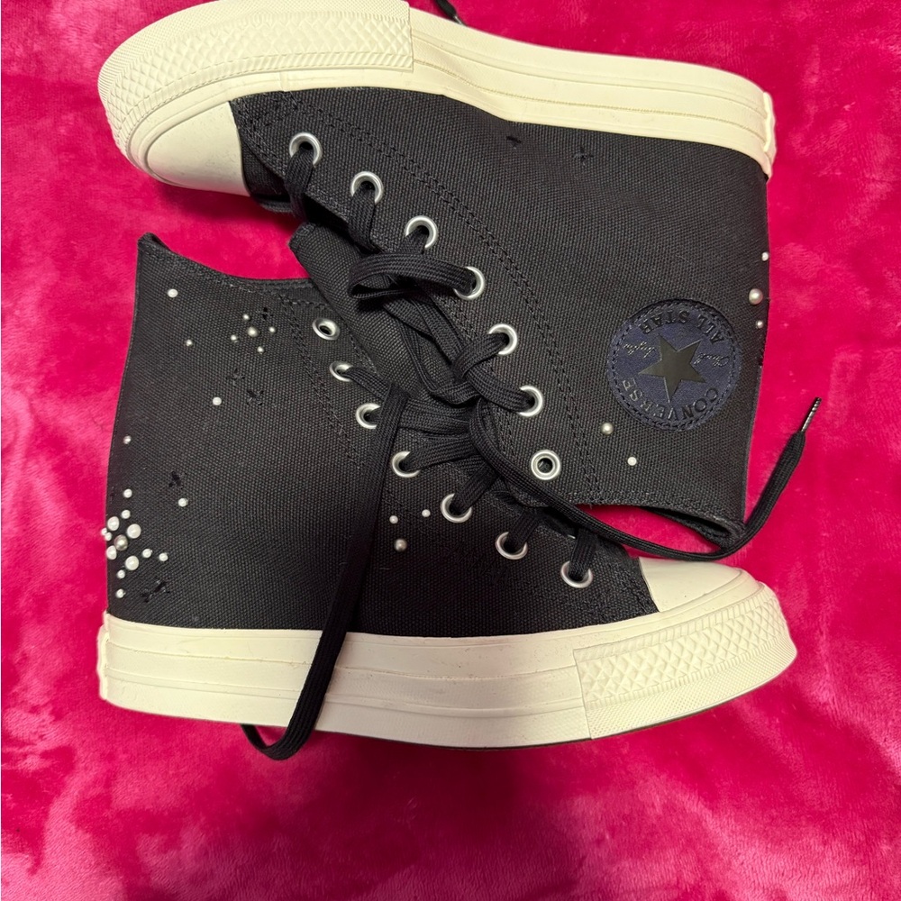 Black High-Top Sneakers with White Accents